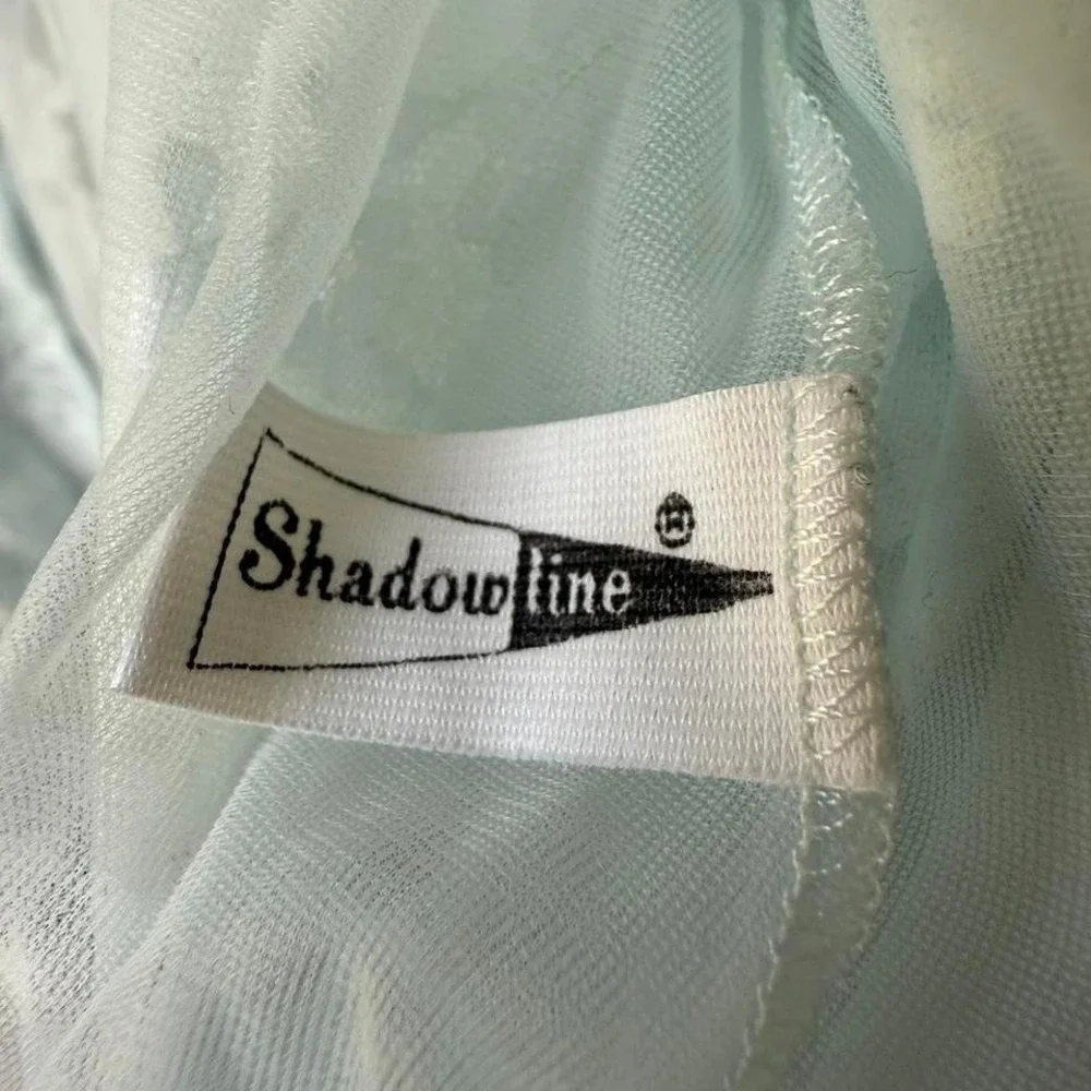 Shadowline Women's Sheer Lace Robe Light Blue Small Vintage Nylon